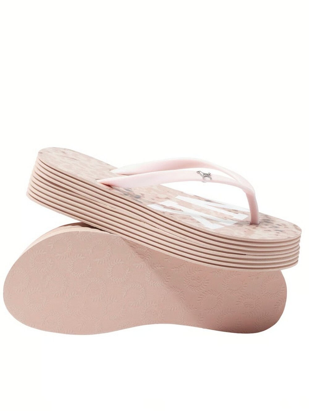 PINK Victoria's Secret Leo Animal Print Light Pink Platform Flip Flops Size 8